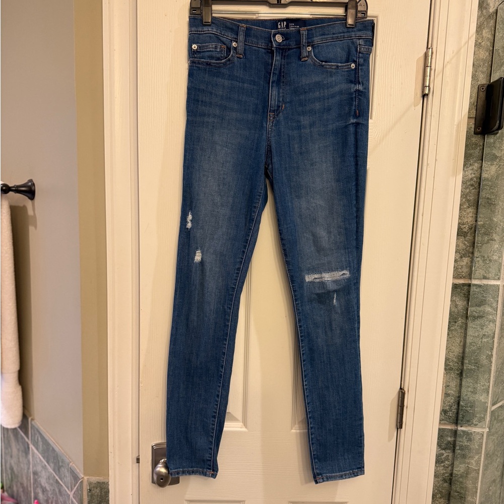 GAP Women's Distressed Blue Skinny Jeans